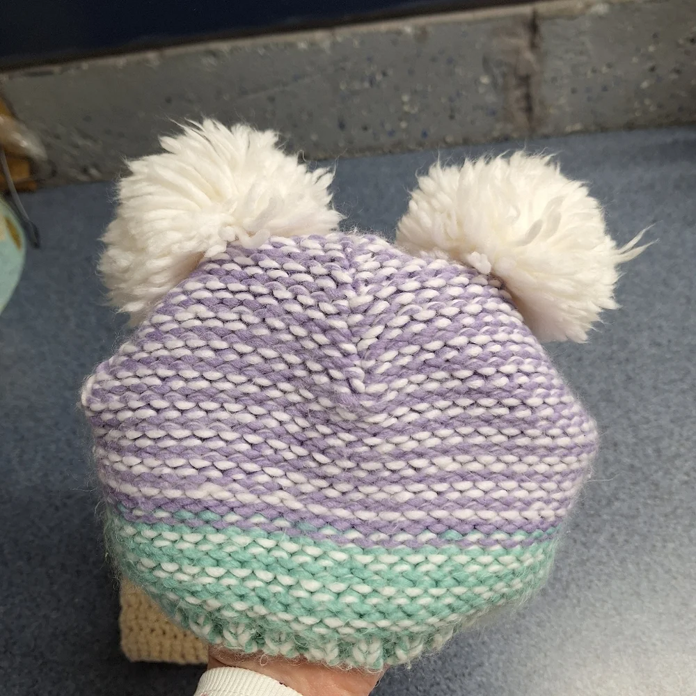 406 Yarn Creations Crocheted Cap & Two Pom Pom knit Hats 3-6 Months, NWOT